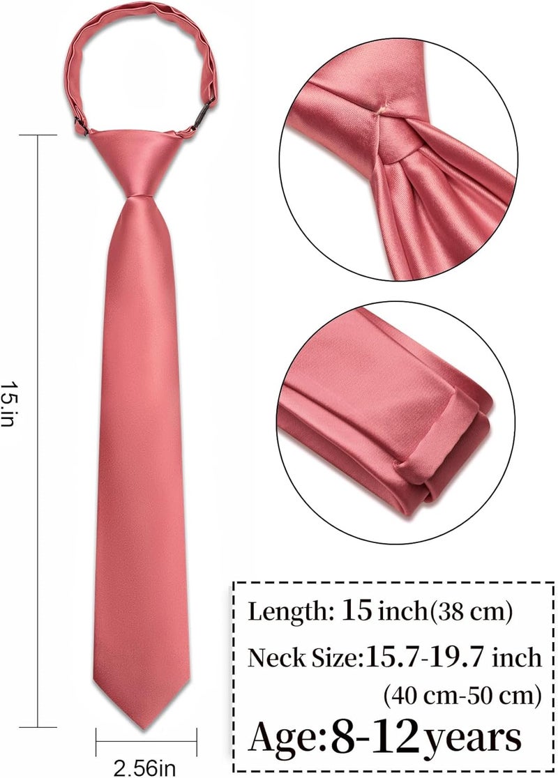 Ailisus Store Boys Tie Solid Color Silk Satin Pre-tied Kids Necktie for Age 8-12 Adjustable Formal Wedding School Graduation - Image 3